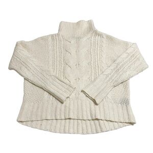 360 Sweater Italian Yarn Ivory Cable Knit Fisherman’s Sweater US XS